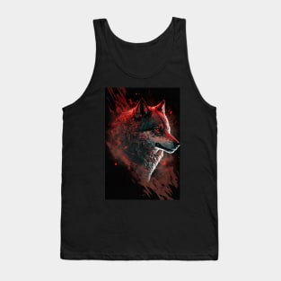 Cool Wolf portrait with red glow Tank Top